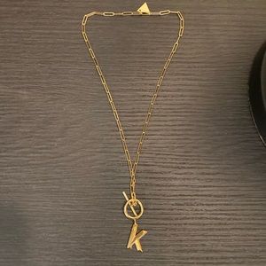 Anthropologie Chubby Toggle Initial Necklace in letter “K”
